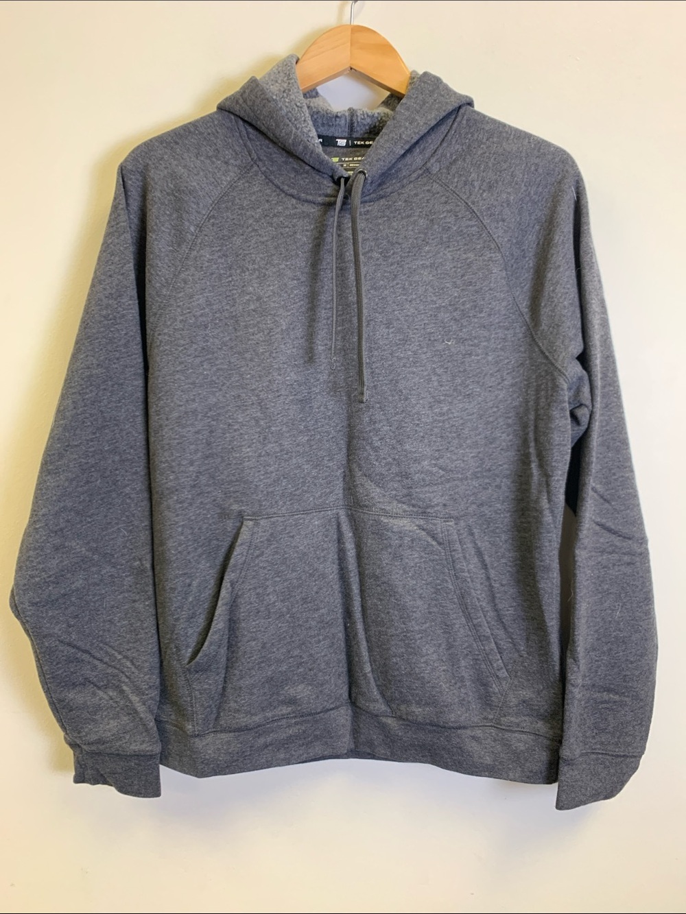 Tek Gear Dark Gray Fleece-Lined Hoodie with Lime Logo